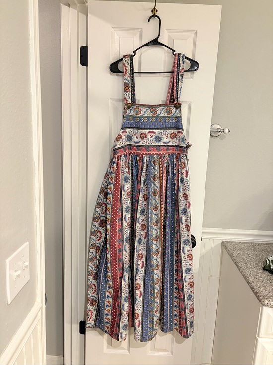 Vintage Dresses & Skirts - Vintage On the Verge 80s 90s Bandana Floral Apron Maxi Dress USA Large